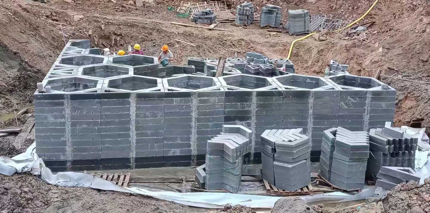 硅砂雨水收集池硅砂模块拼装施工照片