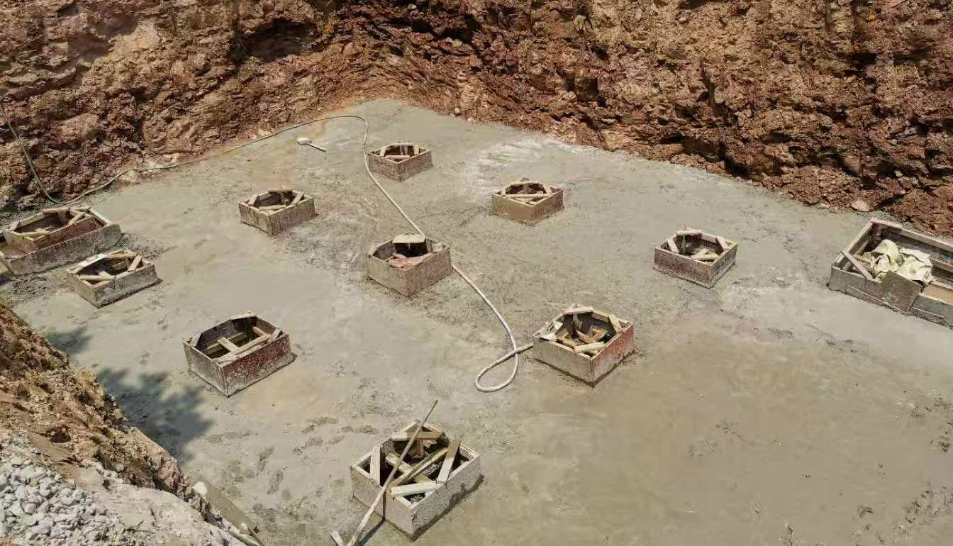 硅砂雨水收集池底部施工照片