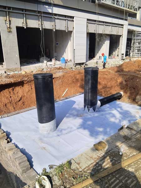 浦江兴悦云望里雨水回用池_40立方PP海绵城市储水模块_绿化下地埋安装