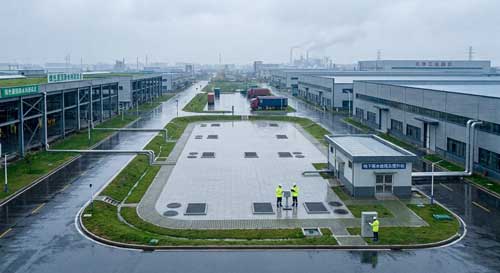 工业园区雨水收集，雨水经过净化和多介质过滤后可以达到冷却水的标准进行回用