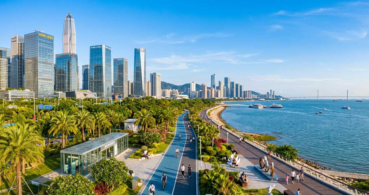 深圳蛇口自贸区滨海绿道,上方是阳光下繁忙的休闲绿道,地表之下是高效的雨水收集系统 深圳蛇口自贸区滨海绿道,上方是阳光下繁忙的休闲绿道,地表之下是高效的雨水收集系统